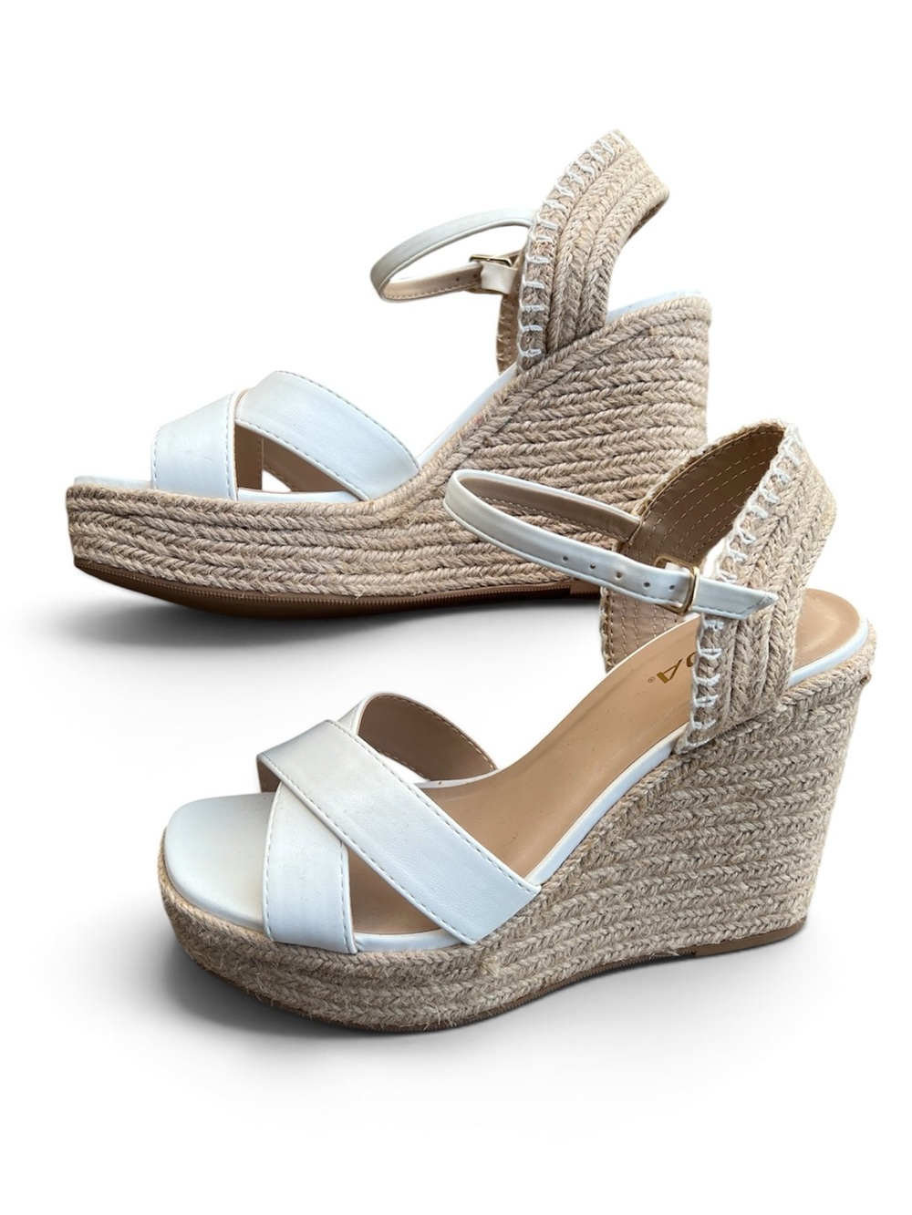 Soda White Espadrille Platform Wedge Sandals